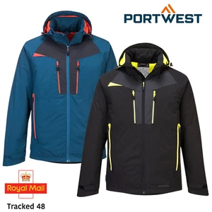 Portwest DX4 Winter Jacket With Hooded Waterproof Stretch Lined Insulated Warmth - Picture 1 of 13