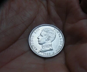 ALFONSO XIII MONEDA 1 PESETA 1903*1903 PLATA - Imagen 1 de 3