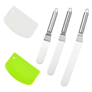 2 Pcs Dough Scraper and 3 Pcs Stainless Steel Cake Icing Spatula for Baking F... - Picture 1 of 7
