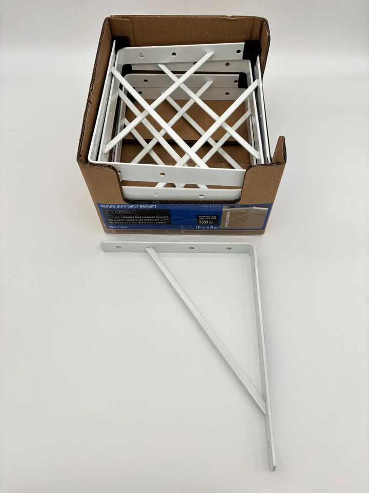 (x 10) Everbilt 10" x 8" Medium Duty Shelf Wall Bracket - Choose White or Black - Image 1 of 1