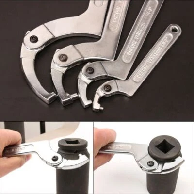 Adjustable Hook Wrench C Spanner Car Bike Motorcycle Repair Hand Tools 19-170mm - Image 1 of 4