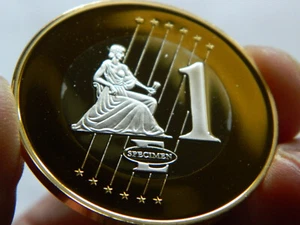 2003  1 Euro (Euro Trial / Laxey Wheel) - Isle of Man - Ag .999-gold plated - BU - Picture 1 of 8