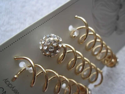 3 alfileres giratorios de cabello de metal Scunci Elite con detalles de diamante rubio dorado belleza de lujo Foto 1 de 4