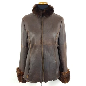 Ines Et Marechal Pelzmantel Damen S-M Braun Echtpelz Fell Shearling Mantel - Picture 1 of 12