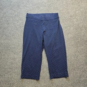 Lands End Pants Women XL Blue Polka Dot Straight Leg Crop Pull On Stretch Casual - Picture 1 of 13