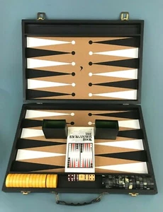 VTG Cardinal Tournament Marbled Butterscotch Black Bakelite Backgammon Set 1.75 - Picture 1 of 12