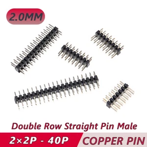 2mm Male 2*2P/3/4/5/6/7/8/10/12-40P Double Row Straight Pin Header Socket Strip - Picture 1 of 16