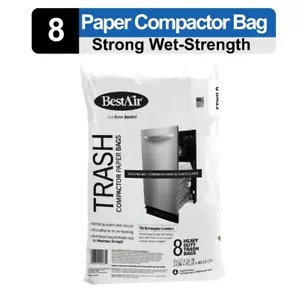 BestAir Heavy Duty Paper Trash Compactor Bags, Pre-Cuffed, 8 Bags for Your Home - Picture 1 of 7