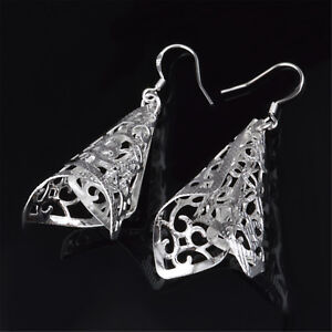 Fashion Jewelry 925 Sterling Silver Plated Horn Drop Earrings Gift E071