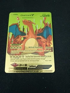 Charizard V Gold Foil Pokémon Karte "Wilde Flammen" Lv91 508 HP Fan Art - Bild 1 von 2