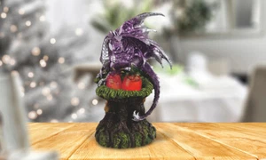 Purple Dragon on Tree Trunk LED Light 9.5"H Figurine Home Decor Unique Gift - Picture 1 of 1