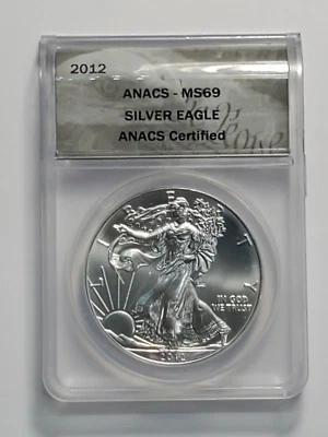 American 2012 Silver Eagle Dollar Coin ANACS Certified MS69 - Image 1 of 3