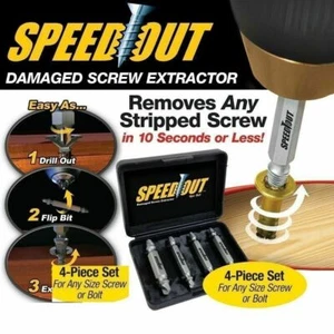 Speed Out Screw Extractor Drill Bits 4 PCS Tool Set Broken Damaged Bolt Remover - Picture 1 of 2