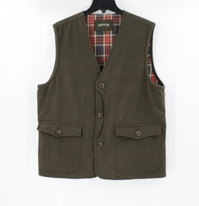orvis vest men's Large three button blanket lined pockets wool blend heavy gilet - Picture 1 of 13