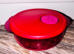 Tupperware Rock N Serve Round 2.5 Cup 600 ml # 4151 & 4153 RED Vent Lid Pink - Picture 1 of 2