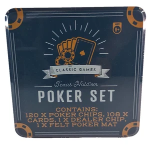 Paladone Classic Games Texas Hold'Em Poker Game Set ~ Metallo Sigillato Tin Età 8+ - Foto 1 di 2