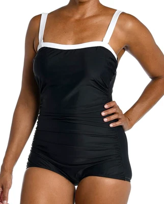 Maxine Of Hollywood Mujer Bandeau Sólido Niña Pierna Una Pieza Negro Talla 18 Foto 1 de 4