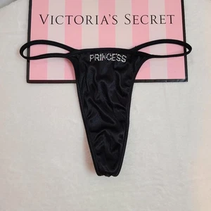 Rare VTG Victoria's Secret Second Skin Satin Bling V-string Thong Panty Size Lg - Picture 1 of 7