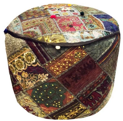 24" BANJARA TRIBAL OTTOMAN STOOL FURNITURE BENCH POUF POUFFE PILLOW COVER - Bild 1 von 4