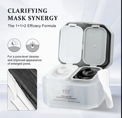 Máscara de barro purificadora de dos colores YCZ - Mascarilla facial de doble arcilla para poros profundos Foto 1 de 4