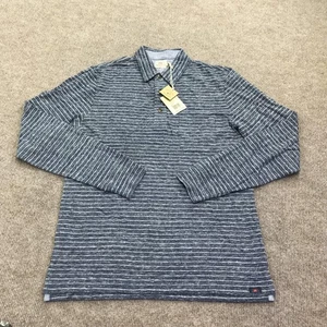 Faherty Hemd Herren Small Navy Grau Streifen LS Luxe Heather Polo Bio Baumwolle - Bild 1 von 12