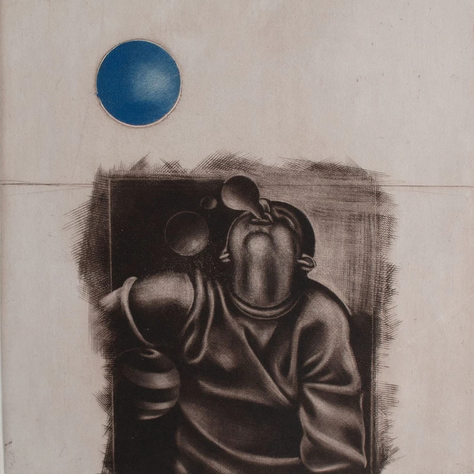 Peter Nagel Kinderbildnis Seifenblasen Neuer Realismus signiert Radierung 1967 - Bild 1 von 1