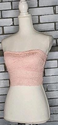 Aerie Women's Strapless Lace Unlined Wireless Bralette Bra Medium Pink - Image 1 of 4