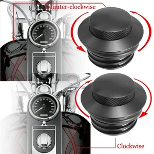 Left + Right Black Flush Mount Pop Up Vented Fuel Tank Gas Cap Fits For Harley- - Picture 1 of 12