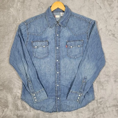 Levi's Shirt Mens Large Denim Western Snap Button Sawtooth Pocket Long Sleeve - Image 1 of 4