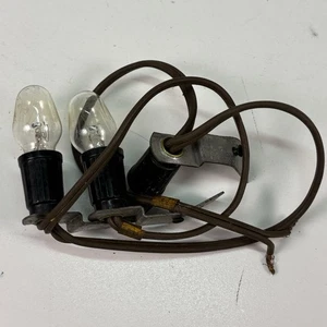Vtg Set of 2 Small Incandescent Light Bulbs in Sockets w Brackets/Wiring Radio - Picture 1 of 5