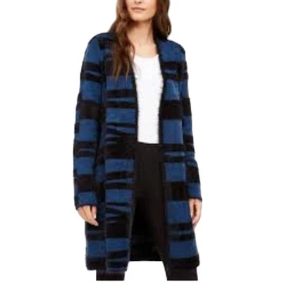 NUEVO Alfani Petite Mujer’s PXL Pestañas Tejido Largo Cárdigan Suéter Negro Azul Abierto Foto 1 de 4