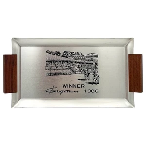 De colección 1986 RARO Gulfstream Park FL Premio Ganador de Carreras de Caballos Aluminio BANDEJA DE SERVIR - Imagen 1 de 9