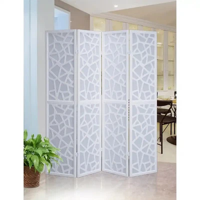SALE! Roundhill Furniture Giyano 4-panel Screen Room Divider - White, Free Ship