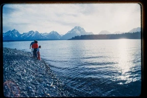 Kodachrome 35mm Color Slide Scenic Mountain Lake Family Outdoors 1970s - Picture 1 of 1