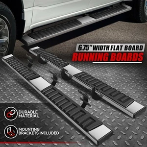 For 19-24 Ram 1500 Crew Cab 4-Door 6.75" Flat Side Step Nerf Bar Running Boards - Picture 1 of 9