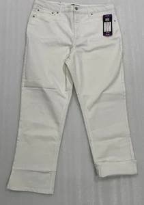Frye Jeans High Rise Cuffed Crop Ivory Wash Denim Size 14/32 NWT Neutral Color - Picture 1 of 11