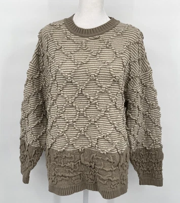 Suéter De Colección Ann Taylor Para Mujer 2 (L) Tejido Texturizado a Rayas Hecho Artístico EE. UU. 90s Foto 1 de 4