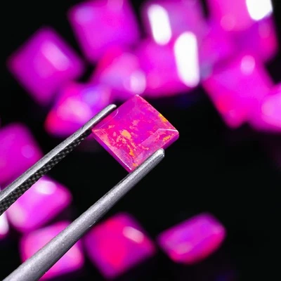 Natural Pink Ethiopian Opal 12.30 CT Faceted Square Loose Gemstone Size 6X4 MM - Image 1 of 3