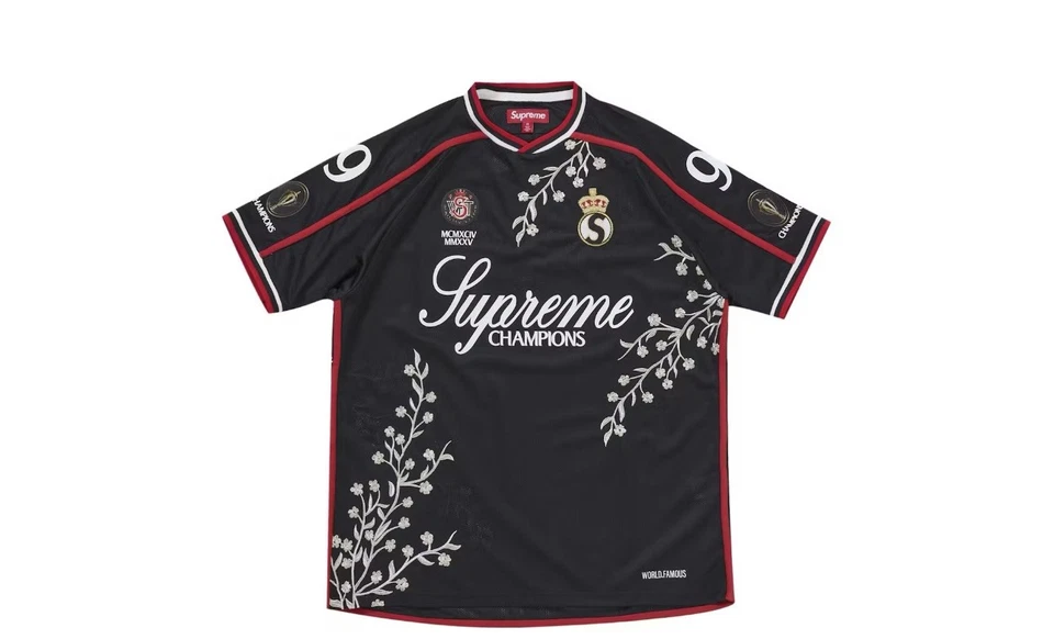 Camiseta de fútbol floral Supreme negra talla M (NUEVA) Foto 1 de 4
