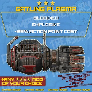 FALLOUT 76 PC BLOODIED EXPLOSIVE -35% AP COST GATLING PLASMA +PIN-POINTER'S - Picture 1 of 1