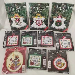 NIP 10 Various Christmas Cross Stitch Kits Angel Wiseman Nativity More Vintage - Picture 1 of 9