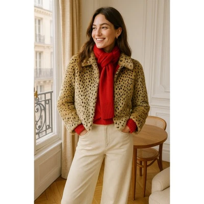 Chaqueta corta vintage años 90 Y2K mercantil de piel sintética de leopardo pequeña Foto 1 de 4