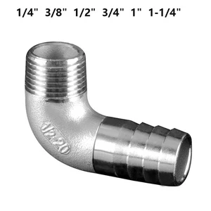 Stainless Steels Pipe Fitting Male Elbow Barb Hose Tail Connector Fuel Water Gas - Picture 1 of 25