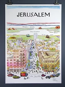 "Jerusalem" Israel J. Staber nach Steinberg Poster New Yorker Style, RAR, OOP - Bild 1 von 1