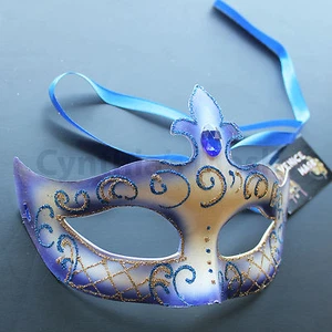 Máscara de mascarada veneciana azul real fiesta graduación boda disfraz de Halloween - Imagen 1 de 3