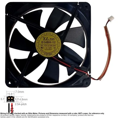 Fan Muffin Cooling DC 12V DC12V 12VDC 140mm 140x140x38 Yate Loon YL Fan D14BH-12 - Image 1 of 3