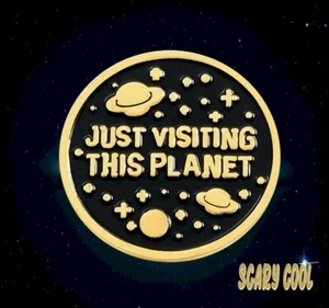  New Just Visiting This Planet Space Gothic Punk Brooch Retro Pin  - Bild 1 von 4