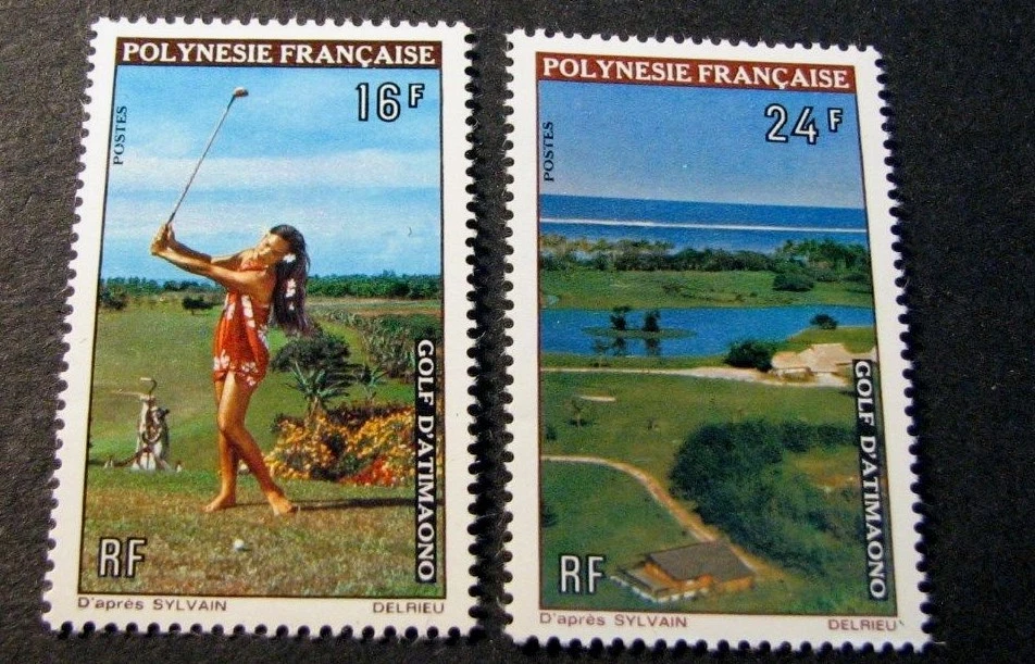 French Polynesia Stamp Scott# 275-276 Atimaono Golf Course 1974  MNH C496 - Image 1 of 2