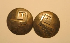Sterling Peru Peruvian Design Pins Pendants 2 Matching PERU G FF1 925 - Picture 1 of 5