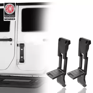 Fit Jeep Wrangler JK & JL 2007-2023 Pair Black Aluminum Door Hinge Foot Steps - Foto 1 di 12